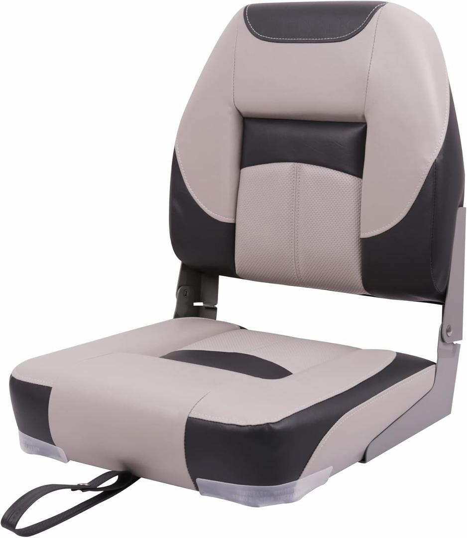 Deckpro Deluxe Low Back Boat Seat, Fold-Down Fishing Boat Seat Grey/Charcoal