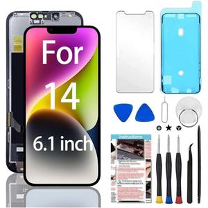 for iPhone 14 Screen Replacement 6.1 inch, 3D Touch LCD Display Digitizer Assembly with Repair Tools,Compatible with Model A2649, A2881, A2884, A2883, A2882