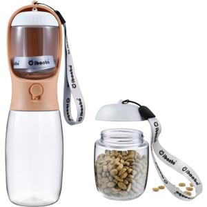 Cibaabo Dog Water Bottle with Food Container, Travel Puppy Water Bowl, Portable Pet Dispenser, Dog Stuff Accessories Items, Puppy Essentials Necessities for Yorkie Chihuahua Cat Walking and Hiking
