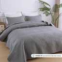 SheRest Queen Quilt Bedding Set - Gray Soft Breathable Bed Quilts, Modern Style Embossed Bedspreads, Lightweight Microfiber Reversible Coverlet for All Seasons-3 Pieces (1 Quilt,2 Pillow Shams)