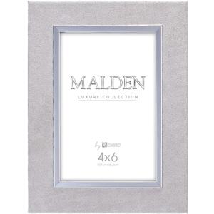 Malden International Designs 4x6 Gray Suede Picture Frame Quality PS Moulding Silver