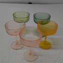 Shatterproof Acrylic Ribbed Vintage Art Deco Martini, Champagne & Cocktail Bright Pastels Color Plastic Tritan Coupe Glasses | Set of 5 | 8 oz Ripple Classic Cocktail Indoor & Outdoor, European Style