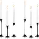 Nuptio Black Candle Holder Candlestick Holders Candle Sticks Holder Tapered Candle Holder Gothic Taper Candle Holders for Halloween Christmas Party Mantel Dinner Home Decoration 2 Sets(6 Pcs)