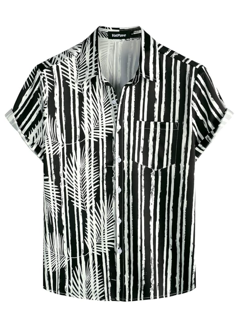 VATPAVE Men's Hawaiian Flamingo Shirts Casual Tropical Short Sleeve Button Down Shirt Summer Beach Shirts S