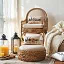 Fall Welcome Throw Pillow Covers 12 x 20 Inch Farmhouse Autumn Seasonal Holiday Decorative Lumbar Pillowcases Scarf Maple Leaves Cushion Covers for Front Porch Decor Housewarming Gifts (Brown)