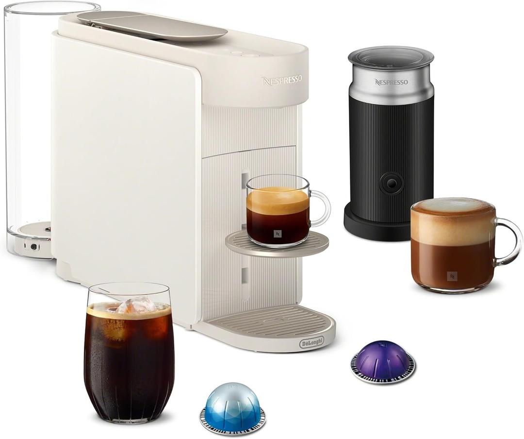 Nespresso Vertuo Up Coffee and Espresso Maker by DeLonghi, White with Aeroccino Milk Frother