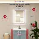 Keonjinn 24x32 Inch LED Bathroom Mirror with Light, Frontlit & Backlit, Lighted Mirrors for Bathroom Wall with Dimmable 3-Color Lights, Anti-fog Vanity Mirror with Tempered Glass, UL-Listed LED Driver