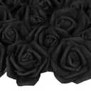 Artificial Rose Flowers,100 pcs Foam Roses Bulk Black Fake Flower Heads for DIY Crafts Wedding Bouquets Rose Wall Kissing Balls Bridal Shower Party Decorations(Black)