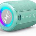 LENRUE Small Portable Bluetooth Speaker with Lights, TWS Stereo Surround Sound, Type C Powered, Bluetooth 5.3, TF Card Input, Wireless for Outdoor Home, Coolest Gifts (Green)