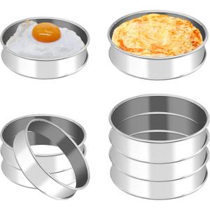 8Pack Crumpet Rings English Muffin Rings 4"+3.15"-Round Egg Rings -Stainless Steel Tart Rings-Ring for Cooking Baking-Round Metal Cooking Rings (4 inch+3.15 inch-8 pieces)