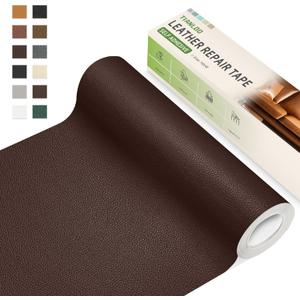 TIANLDD Leather Repair Tape,16 x 80 Inches Self Adhesive Leather Repair Patch Leather Repair Kit for Furniture Couches, Car Seats, Cabinets, Handbags(Dark Brown-Litchi Grain)