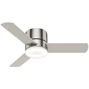 Hunter Fan 59454 Minimus 44-Inch Low Profile Ceiling Fan with Energy-Efficient LED Light Kit and Remote Control, Ultra-Quiet Motor, Brushed Nickel Finish