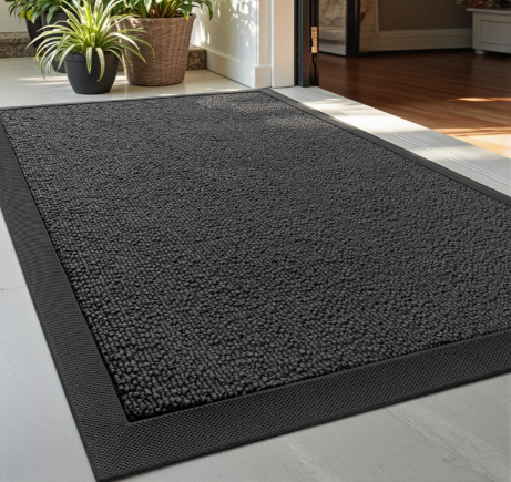 DEXI Front Door Mat Outside Entrance, Rubber Entry Doormat Heavy Duty, Welcome Mats Non Slip for Inside House Floor Entryway Back Doors Exterior Patio, 20x30, Striped Grey