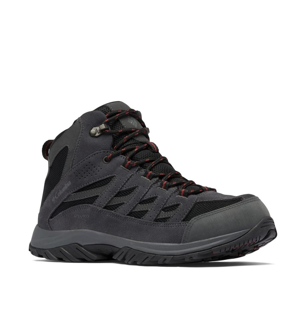 Columbia Men's Crestwood MID Waterproof Hiking Shoe, Dark Grey/Deep Rust, 10.5