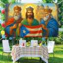BlissYard Three Kings Day Backdrop 71 x 43 Inches Puerto Rico Banner Da de Los Reyes Wall Hanging Religious Epiphany Three Wise Men Tapestry for Home Church Holiday Decor Banner