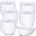 Tanlade 50 Pcs Square Plastic Serving Bowls Disposable Snack Salad Bowl Small Party Candy Bar Containers Taco Bar Serving Dishes for Buffet Chips Fruit(White,8 oz)