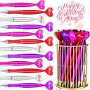 Geelin 56 Pcs Valentine's Day Heart Shaped Pens Heart Ballpoint Pen 1 mm Black Gel Ink Novelty Cute Decorative Pens Wedding Pen for Child Women Coworkers Valentine Party Office School Supplies