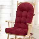Rocking Chair Cushion - Chenille Fabric, High-Density Sponge, Durable Comfort Non-Slip Bottom Tufted Seat Pads with Ties, ChenilleRed, 44x19x4 inch