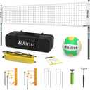 Portable Volleyball Net Set,Professional Volleyball Nets Set for Backyard and Beach,Outdoor Volleyball Net with Height Adjustable Poles,Volleyball and Carrying Bag (32FT, White)