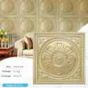 STICKGOO Drop Ceiling Tiles 24"x24", PVC Panels Waterproof Reusable, Covers 48 Sq.Ft., Baroque Decorative Ceiling Tiles for Home & Commercial Use (Pack of 12, Champagne Gold)