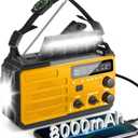8000mAh Emergency Radio - Solar Hand Crank Emergency Radio with 3-Mode Flashlight, AM/FM/NOAA Battery Powered Radio with SOS Alarm & Compass for Power Outages Emergency Storm