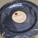 PLASTICPRO Translucent Blue with Gold Rim Plastic Charger Plates with Beaded Edge – Pack of 4 – 13" Elegant Round Disposable Chargers for Weddings, Events, Parties, and Dinners