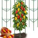 3 Pack Pepper Cages for Garden, 48" Adjustable 13 Tier Pepper Plant Support, Heavy Duty Steel Pepper Cage, Rust-Resistant Triangle Frame for Grow Bags, Patio & Raised Beds, Tomato Cage Alternative