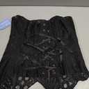 LEACOOLKEY Lacework Corset Top for Women Sexy Textured Sheer Floral Lace Bustier Going Out Lace-up Corset Overbust Top (Black, S)