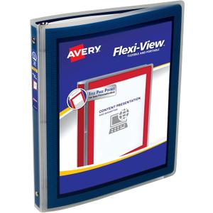 Avery Flexi-View 3 Ring Binder, 1/2 Inch Round Rings, 1 Navy Blue Binder (15766)