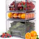 Wysepack Fridge Drawer Organizer 4-Pack – Durable Modular Stackable Refrigerator Storage System with Strong Design for Efficient Kitchen and Pantry Organization