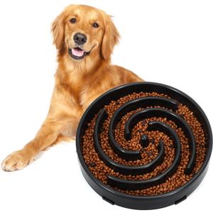 Slow Feeder Dog Bowls for Large Medium Dog Non Slip Maze Puzzle Bowl Pet Slower Food Feeding Dishes Interactive Bloat Stop Preventing Choking Healthy Dog Bowl, Black