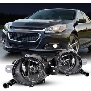 Fog Lights Fit for Chevy Malibu LS/LTZ/LT 2013-2015, Chevy SS 2014-2017, Cadillac SRX 2010-2015, Fog Lamps Assembly with H10 12V42W Bulbs 1 Pair (Clear Lens)