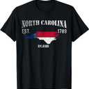 Vintage North Carolina US State Flag and Map, Raleigh Tee T-Shirt