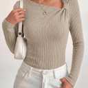 PRETTYGARDEN Womens Fall Long Sleeve Shirts Asymmetrical Tops (M)