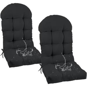 Outdoor Adirondack Chair Cushions Set of 2,Waterproof Rocking Chair Cushion with Ties Non-Slip,Black Thick Patio Chair Seat Cushion for Indoor Outdoor Furniture 47 in*19.68 in*3.9 in