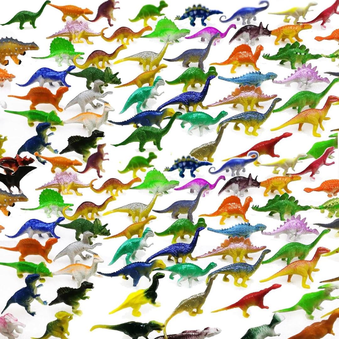 OuMuaMua Dinosaur Toys, Plastic Mini Dinosaur Figure Toy Set Including T-rex, Stegosaurus, Monoclonius for Kids Toddler Dinosaur Birthday Party Favors, Christmas Easter Eggs Filler Gifts, 78 Pack