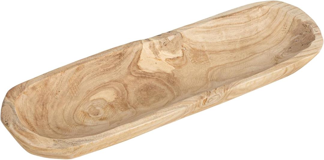 Creative Co-Op Paulownia Wood Oval Bowl | Brown | 22.75" L x 6" W x 3.25" H | (Natural Wood)