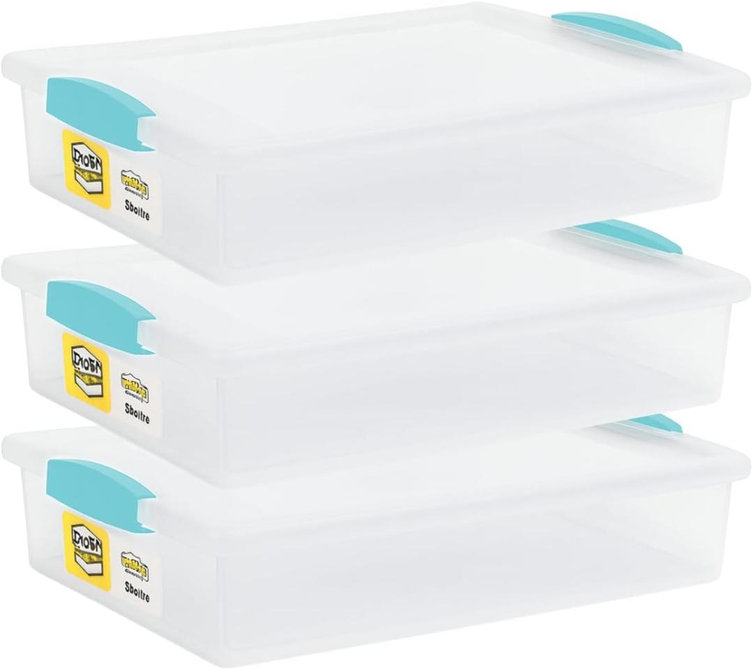 Tribello Plastic Storage Containers With Lids For Organizing, 6 Quarts - (Large - 14 x 11 x 3)