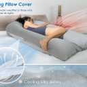 QUEEN ROSE Extra Long U Shaped Body Pillow, Cooling Pregnancy Pillows for Sleeping, 65 Inch Full Body Support Maternity Pillow for Adults, Support for Back, Hip, Legs for Pregnant Women, Grey, X-Large