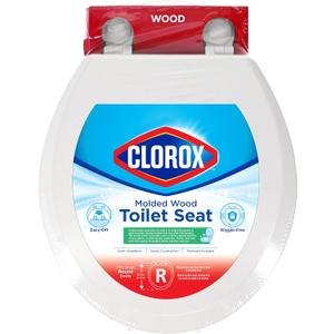 Clorox Round Wood Toilet Seat with Easy-Off Hinges-Wiggle Free Design ‎16.54 x 16.5 x 0.99 inches