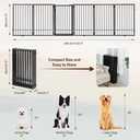 Metal Freestanding Dog Gate with Door, Extra Wide 121", 31" Height Foldable Dog Gates for Doorways, Tall Pet Fence Indoor Pet Gates, 6 Panels Pet Barrier for Stairs Hallways, Black