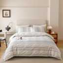 KAREVER Ivory Blue Boho Comforter Set Full Mixed Textures Jacquard Bedding Set Durable Chic and Stylish Bedroom Set