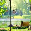 Bird Feeder Pole 4-in-1 with Squirrel Baffle, 92 Inch Metal Bird Feeders for Outdoors, Bath, Food Tray, 4 Hooks and Holds Cage