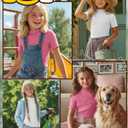 3 Pack Girls Shirts Short Sleeve Mock Turtleneck Cotton Cute Lettuce Trim Summer Tops 5-14Y Kids Clothes