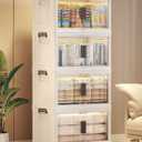 OlarHike 48QT Lockable Storage Bins with Lids - Folding Storage box with Doors and Wheels, Collapsible Plastic Storage Bins for Closets, Stackable Storage Organizer, Storage Containers, 4 Pack Cubes