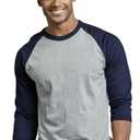 TOP PRO Men's 3/4 Sleeve Casual Raglan Jersey Baseball Tee Shirt (XL- Red and White)
