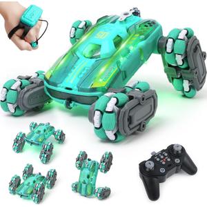 FUNiOi Cool 8WD RC Stunt Car for Kids Ages 6 7 8-12 13 14 Year Old - Remote & Gesture Hand-Controlled Toy with Lights & Music, Rotating Drift Car for Boys, 2.4Ghz