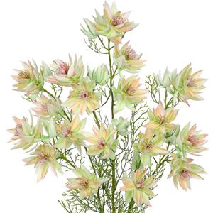 Hollyone 3Pcs Green-Pink Artificial Flowers Silk 26.3" Fake Protea Flower with Long Stem Faux Flowers Arrangement Branch with 6 Heads for DIY Wedding Party Centerpiece Floral Bouquets Table Home Decor