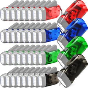 Treela 36 Pcs Hand Crank Flashlights Operation Christmas Bulk Items Squeeze Flashlight No Battery Required Torchlight 3 Powered Charging for Emergency(Green, Gray, Blue, Red)