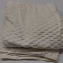 Super Soft Fleece Twin Blanket 50x70 Inches for Couch, Premium Silky with 3D Imitation Turtle Shell Jacquard Decorative Blankets, Lightweight and Cozy for Sofa. Ivory (Beige)